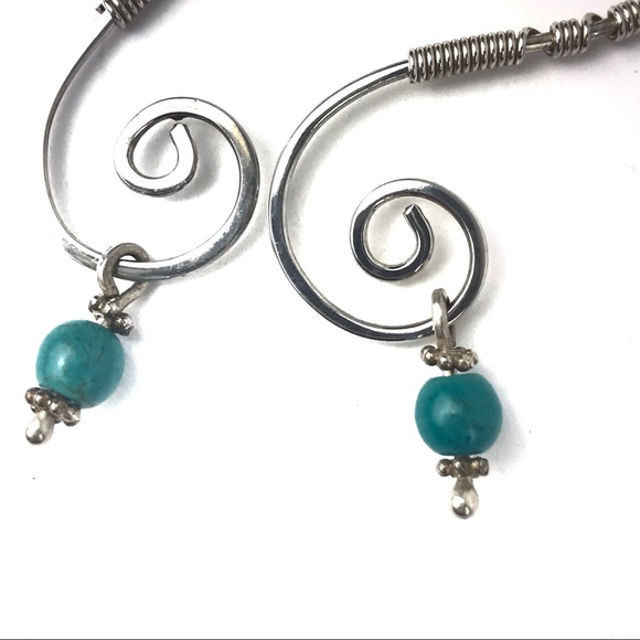 HOB Mexico 925 Sterling Silver Turquoise Earrings - Picture 4 of 6